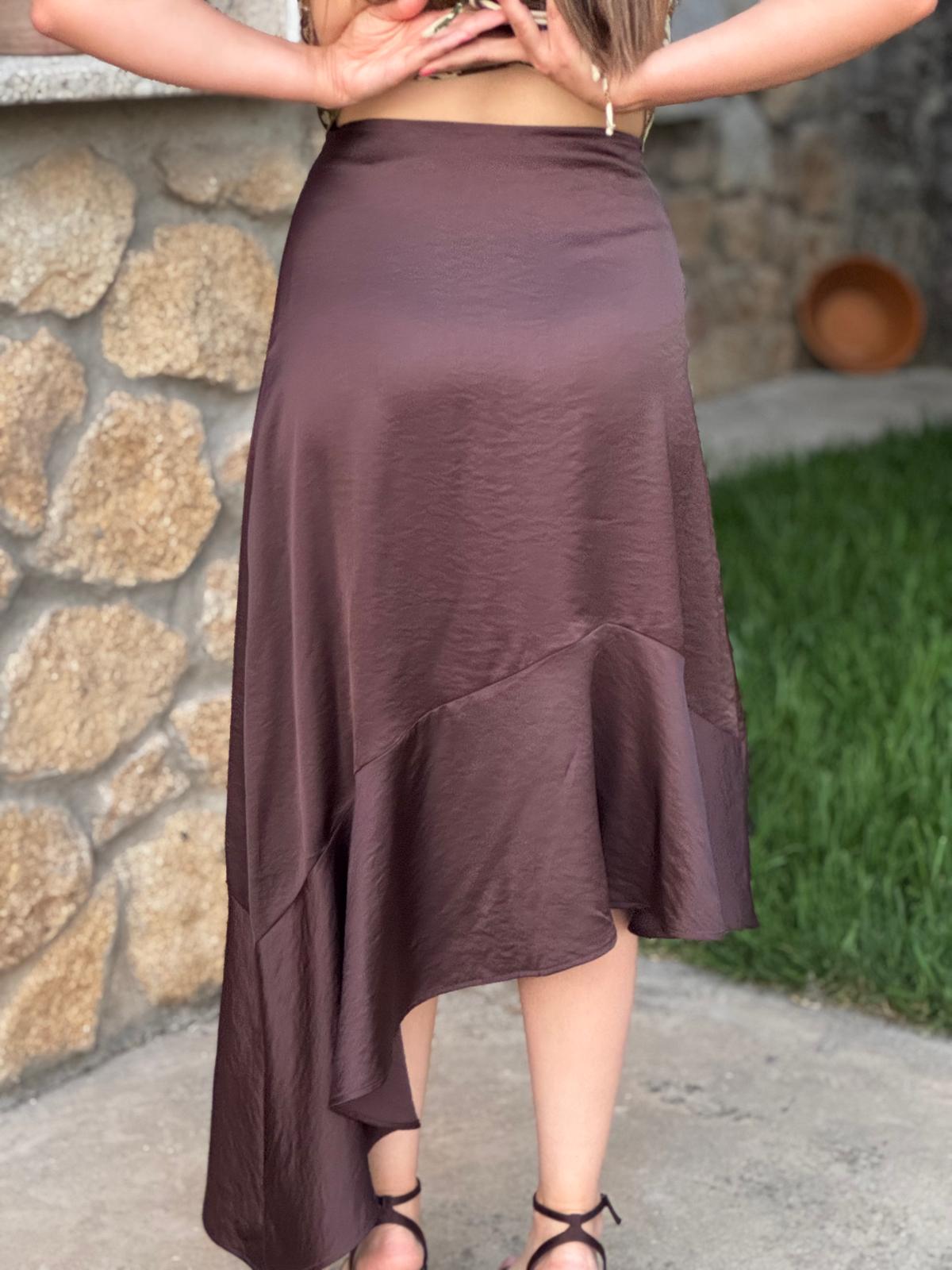 Falda satinada Avellana
