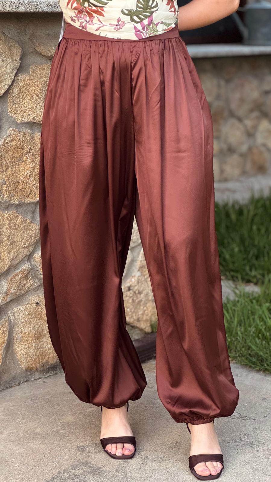 Pantalón Satinado Marrón